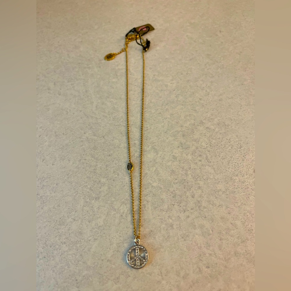 Juicy Couture Peace Sign Necklace with CZ *Brand New with Tags* - Picture 2 of 11
